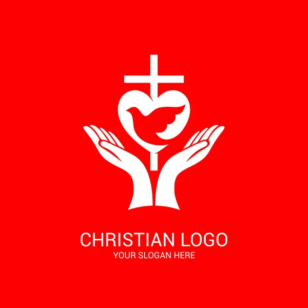 Logo Církve Biblické Symboly Jednota Věřících Ježíše Krista Uctívání Boha — Stockový vektor