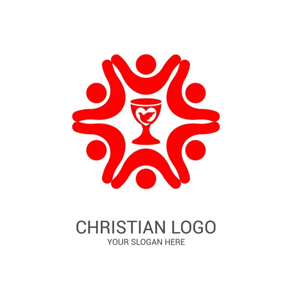 Logo Kościoła Symbole Biblijne Jedność Wiernych Jezusie Chrystusie Kult Boży — Wektor stockowy