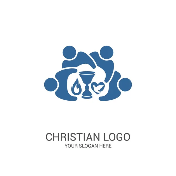 Logo Církve Biblické Symboly Jednota Věřících Ježíše Krista Uctívání Boha — Stockový vektor