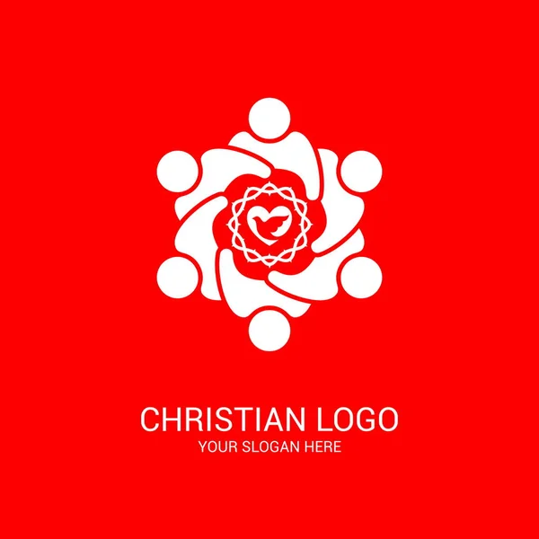 Logo Kościoła Symbole Biblijne Jedność Wiernych Jezusie Chrystusie Kult Boży — Wektor stockowy