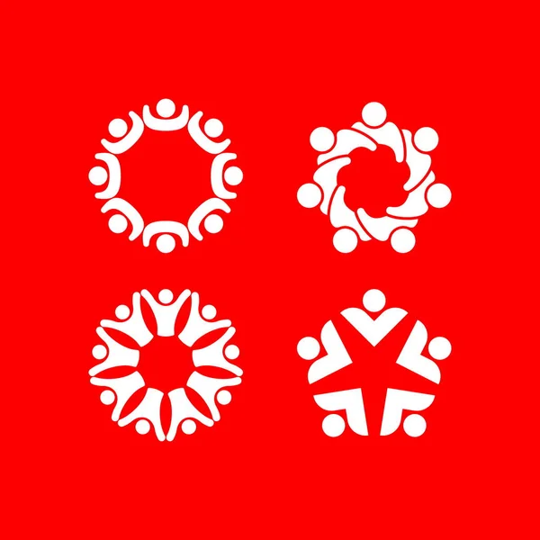 Set Logo Uri Care Descriu Unitatea Comunitatea Ajutorul Sprijinul — Vector de stoc