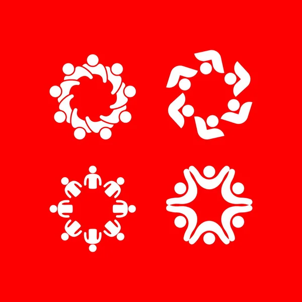 Conjunto Logotipos Representando Unidade Comunidade Ajuda Apoio —  Vetores de Stock