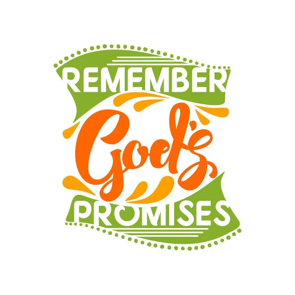 Christian Typography Lettering Illustration Remember Gods Promises — Stock Vector