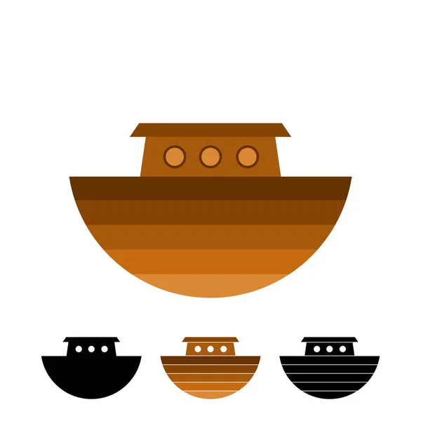 诺亚方舟的标志 船从洪水中救出动物和人 圣经插图 — 图库矢量图片