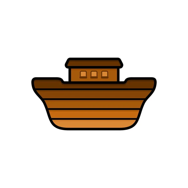 Logo Noah Ark Ship Rescue Animals People Flood Biblical Illustration — Stock Vector