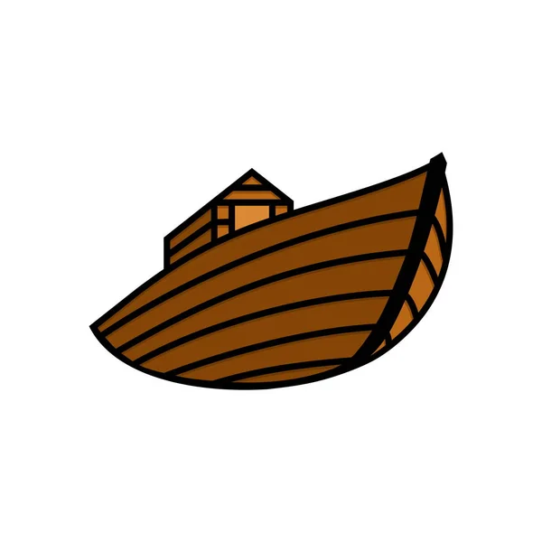 Логотип Ноева Ковчега Корабль Спасения Животных Людей Потопа Библейская Иллюстрация — стоковый вектор