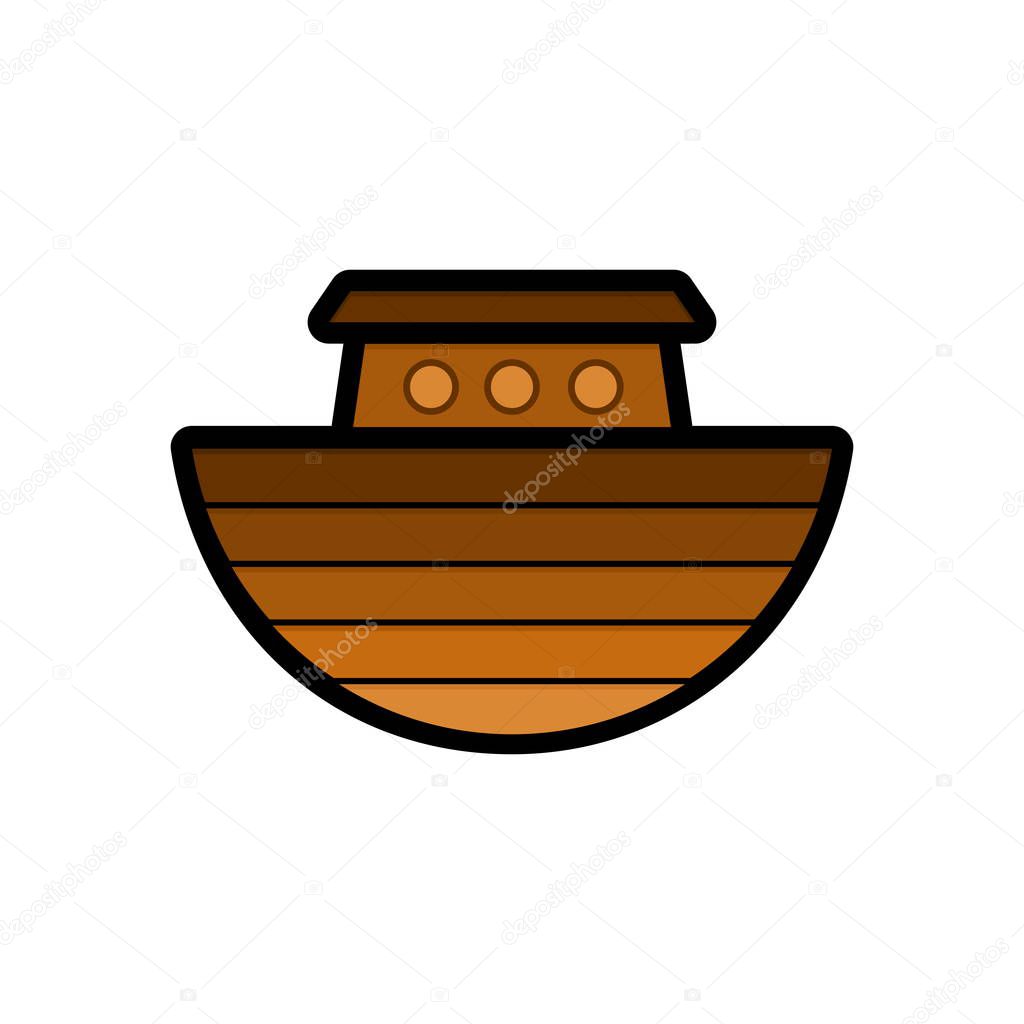 Logo of Noah's Ark. Ship to rescue animals and people from the Flood. Biblical illustration.
