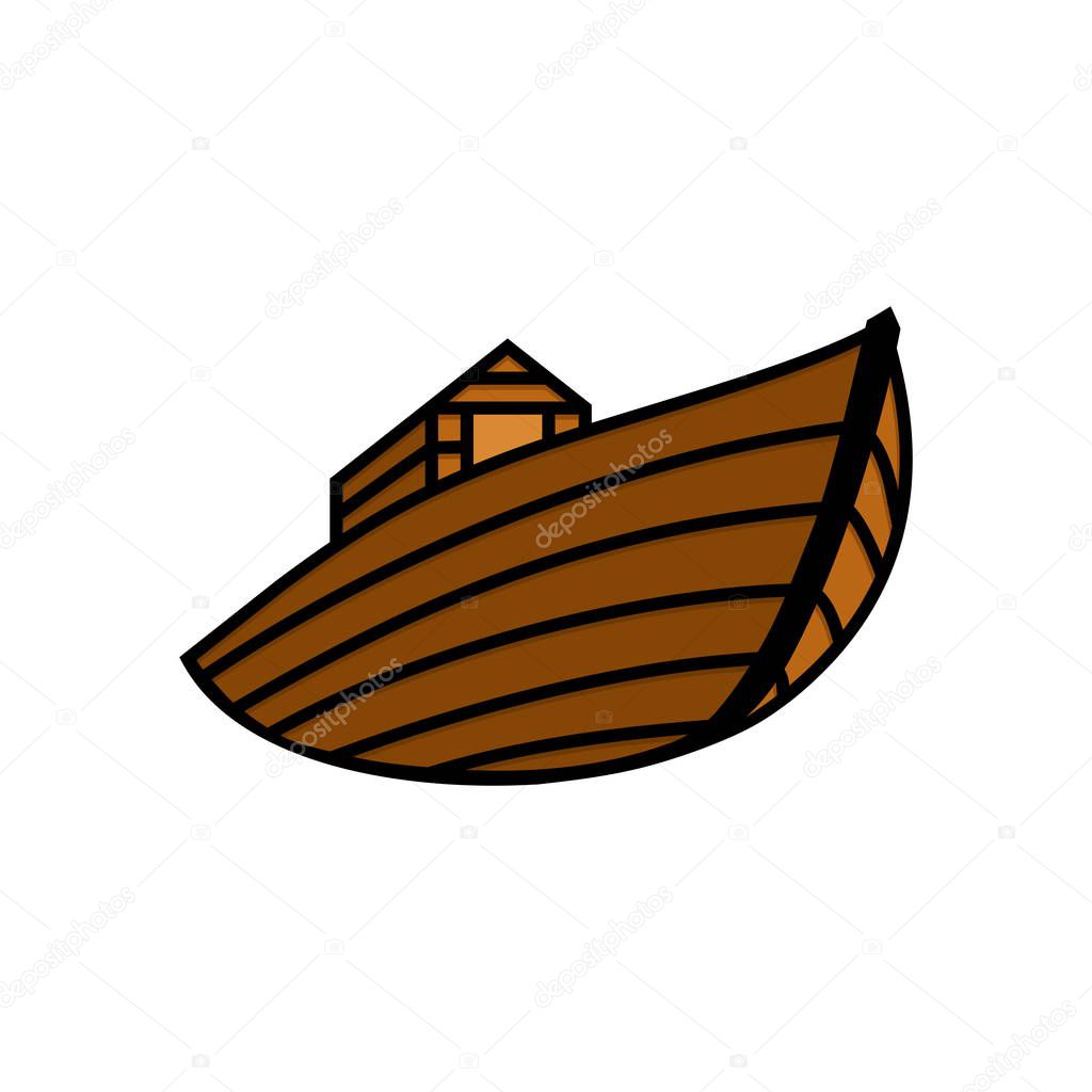 Logo of Noah's Ark. Ship to rescue animals and people from the Flood. Biblical illustration.