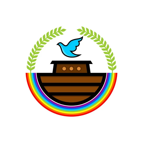 Logo Der Arche Noah Regenbogen Ein Symbol Des Bundes Taube — Stockvektor