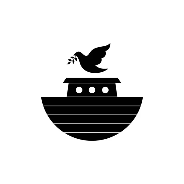 Λογότυπο Της Κιβωτού Του Νώε Περιστέρι Ένα Κλαδί Ελιάς Πλοίο — Διανυσματικό Αρχείο