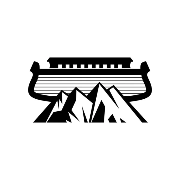 Logo Arca Noé Cima Montaña Paloma Con Una Rama Olivo — Vector de stock