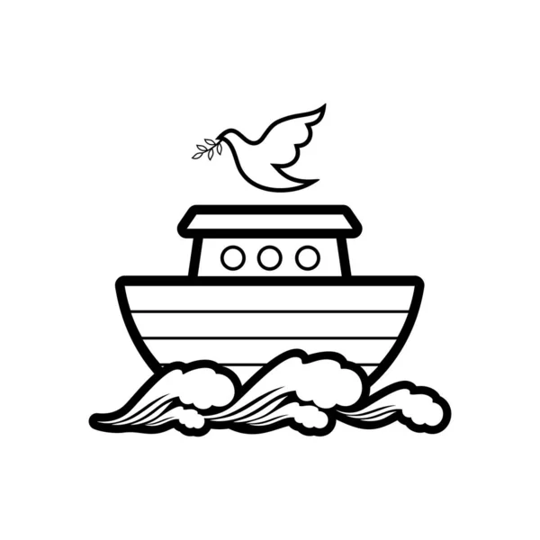 Logo Van Noah Ark Duif Met Een Tak Van Olijf — Stockvector