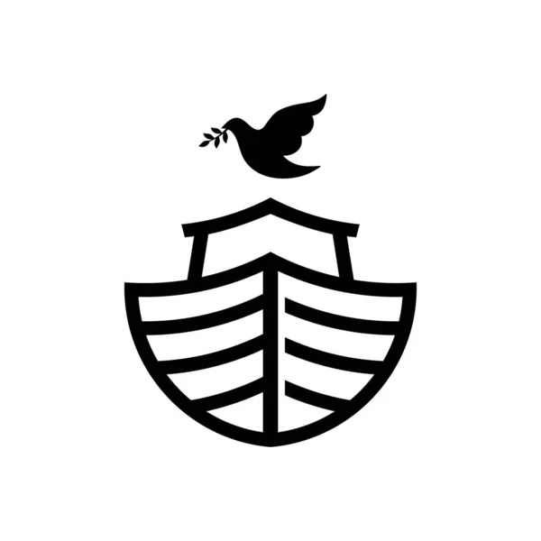 Logo Noemovy Archy Holubice Olivovou Větví Loď Záchranu Zvířat Lidí — Stockový vektor