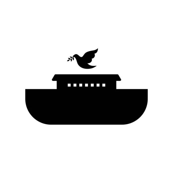 Logo Arki Noego Dove Gałązkami Oliwnymi Statek Ratowania Zwierząt Ludzi — Wektor stockowy
