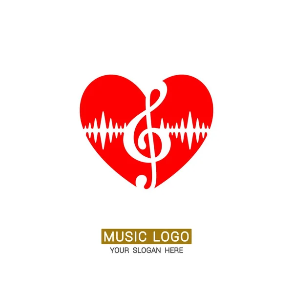 Logo Musical Coeur Musical Avec Clef Aigüe — Image vectorielle