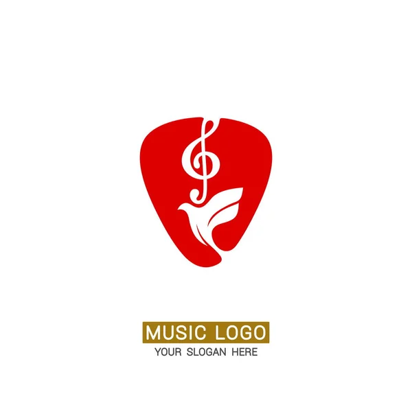 Logo Musical Colombe Aigu Clef Sur Fond Choix Guitare — Image vectorielle