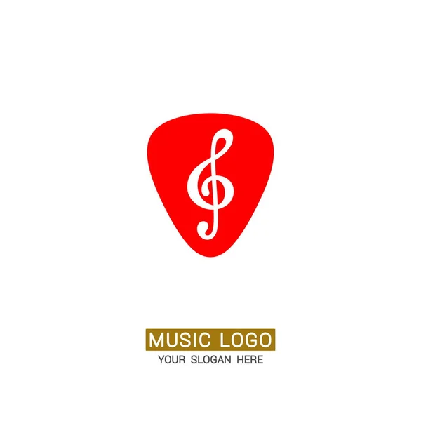 Logo Muzyki Treble Clef Tle Pick Gitara — Wektor stockowy