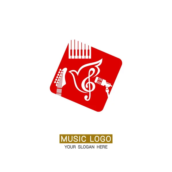 Logo Musical Colombe Sur Fond Clef Aigüe Instruments Musique — Image vectorielle