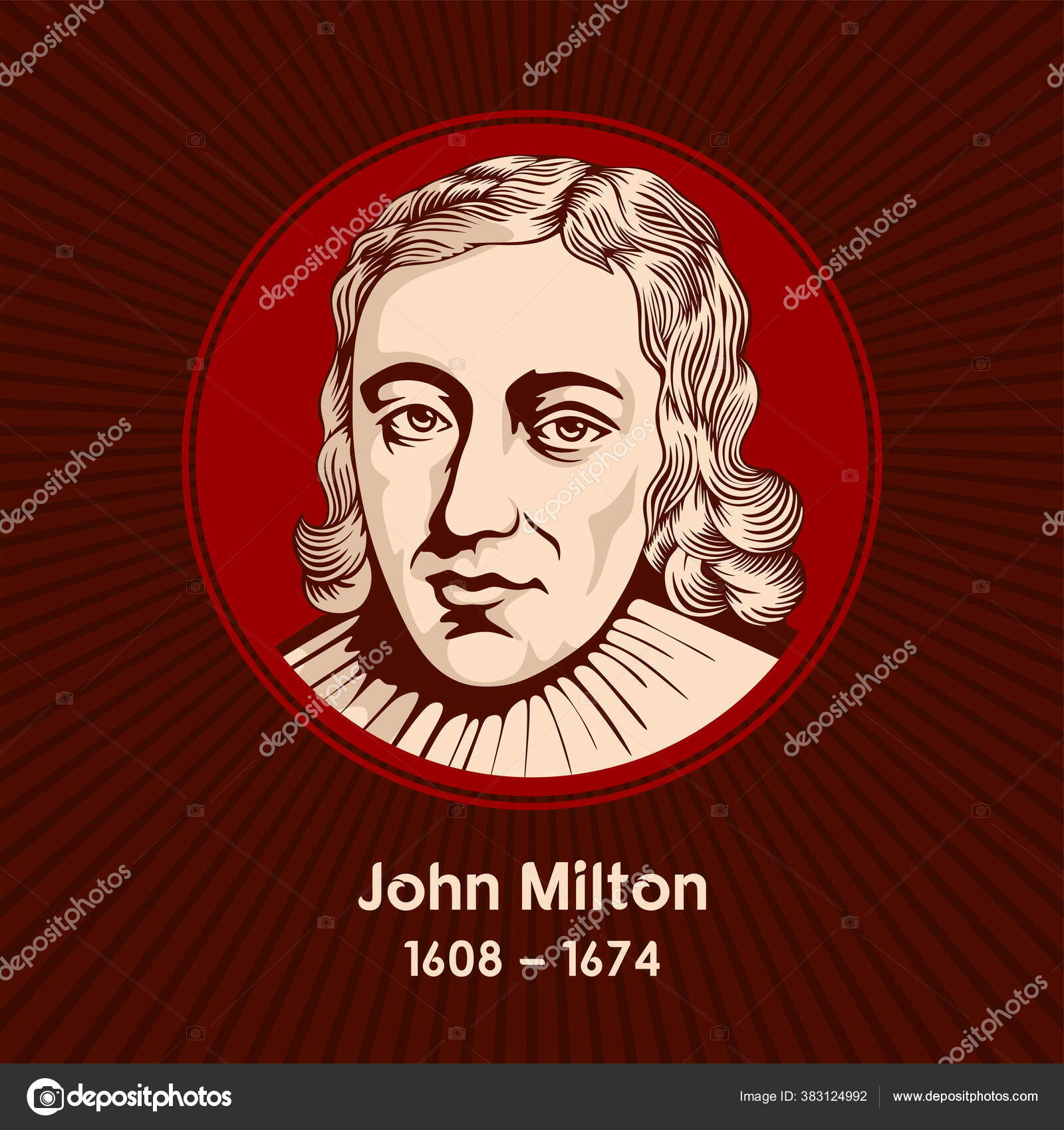 John Milton 1608 1674 Foi Poeta Intelectual Inglês Ele Escreveu imagem  vetorial de biblebox© 383124992