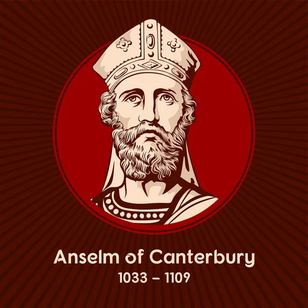 Святий Ансельм Кентерберійський 1033 1109 Італійський Бенедиктинський Монах Абат Філософ — стоковий вектор