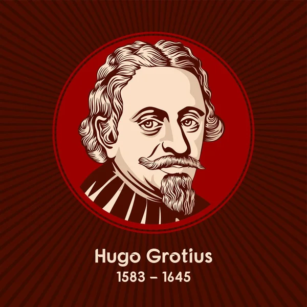 그로티우스 Hugo Grotius 1583 1645 네덜란드의 주의자 외교관 변호사 신학자 — 스톡 벡터