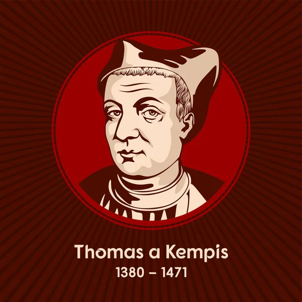 Thomas Kempis 1380 1471 Нідерландський Канонік Один Найвідоміших Християнських Богословських — стоковий вектор