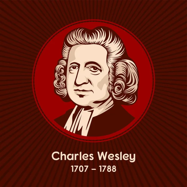 查尔斯 卫斯理 Charles Wesley 1707年 1788年 是卫理公会运动的英国领导人 以创作大约6500首赞美诗而闻名 — 图库矢量图片