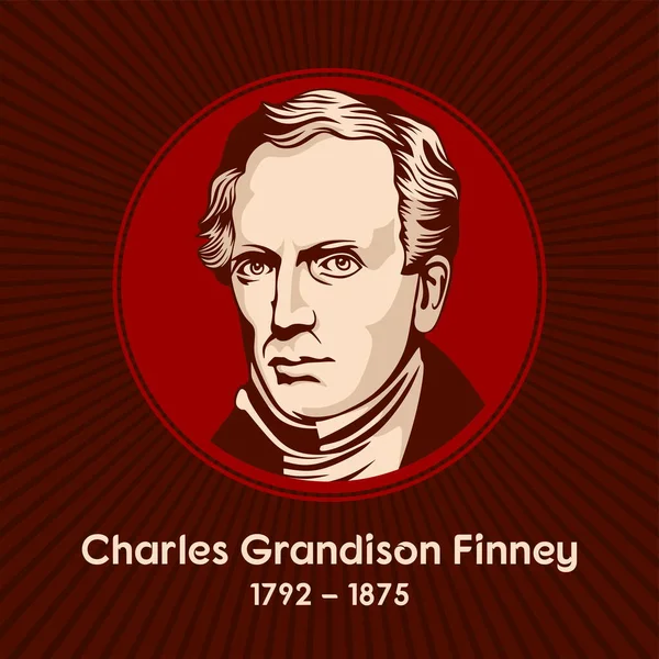 查尔斯 格兰迪森 Charles Grandison Finney 1792年 1875年 美国长老会牧师 美国第二次大觉醒的领导者 — 图库矢量图片