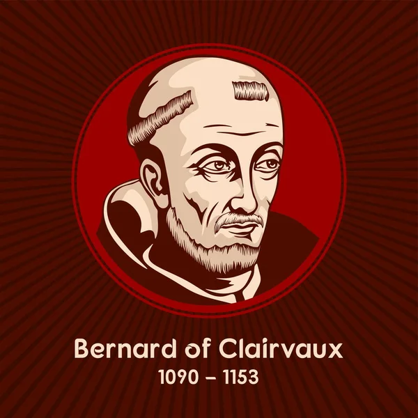 클레르보의 베르나르 Bernard Clairvaux 1090 1153 프랑스의 수도원장 수도회를 베네딕도 — 스톡 벡터