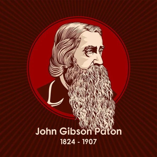 ジョン ギブソン パトン John Gibson Paton 1824年 1907年 スコットランド生まれのプロテスタント宣教師 — ストックベクタ