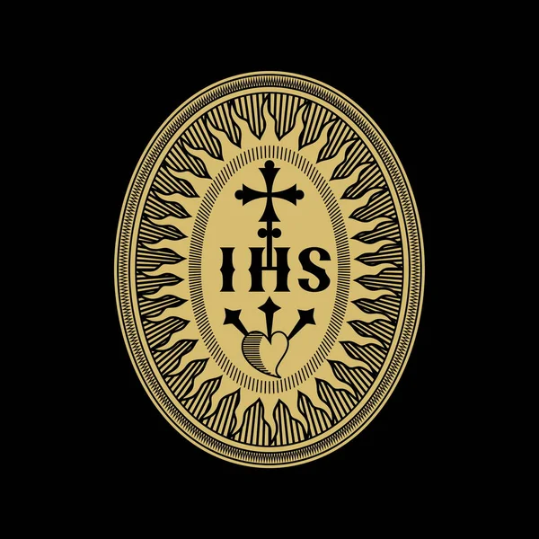 Christliche Symbole Illustration Des Jesuitenordens Die Gesellschaft Jesu Ist Ein — Stockvektor