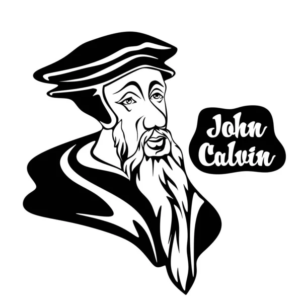 Caricature John Calvin Des Dirigeants Réforme Chrétienne Européenne — Image vectorielle