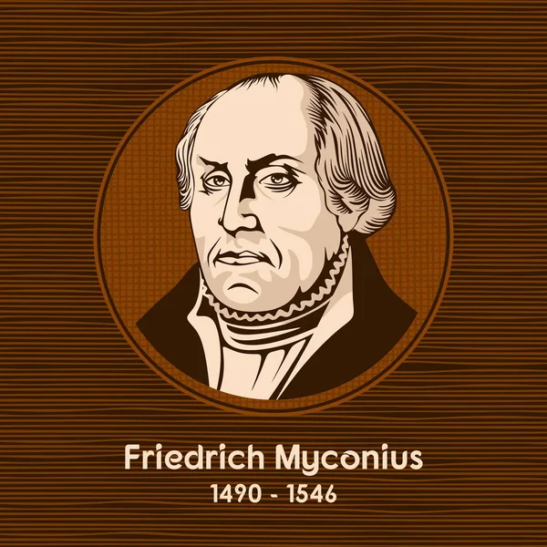 프리드리히 미코니 Friedrich Myconius 1490 1546 독일의 루터교 신학자이자 개혁가이다 — 스톡 벡터