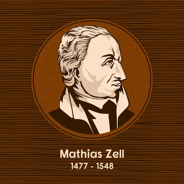 马蒂亚斯 Mathias Zell 1477年 1548年 是一位路德教会牧师和早期的新教改革者 住在斯特拉斯堡 — 图库矢量图片