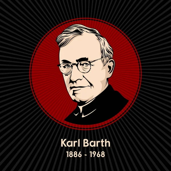 바르트 Karl Barth 1886 1968 스위스의 신학자이다 — 스톡 벡터