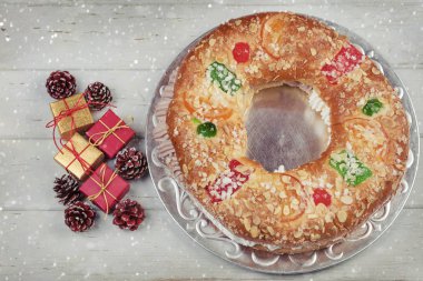 King cake typical spanish dessert for Christmas clipart