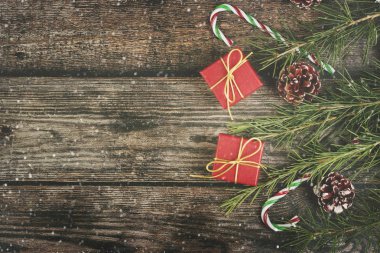 Rustik Ahşap Arka Plan Over Noel dekor