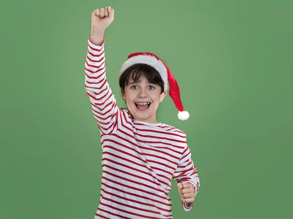 Feliz Navidad Niño Sonriente Con Sombrero Papá Noel Navidad Sobre — Foto de Stock