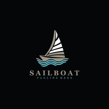 Yelkenli logosu su hatları hipster tasarım minimalist şablon