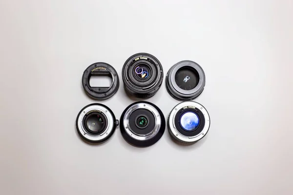 Set Lens Collection Isolated White Background — Stock Photo, Image