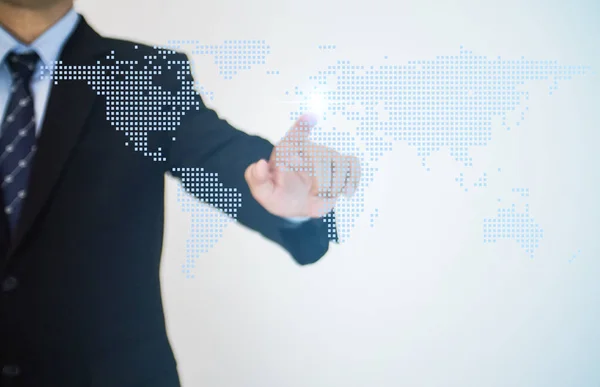 businessman  hand on  world map background