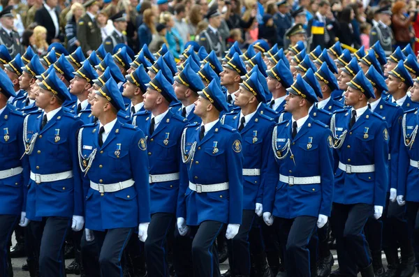National Guards Marching Square Military Parade Dedicated Day Independence Ukraine — Stock Photo, Image