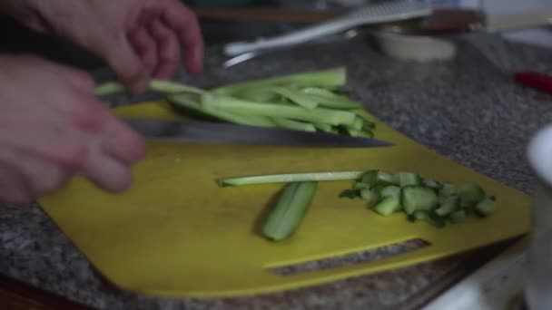 Cuire Les Concombres Coupés Dans Cuisine — Video