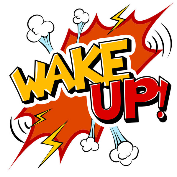Wake up word comic book pop art vector