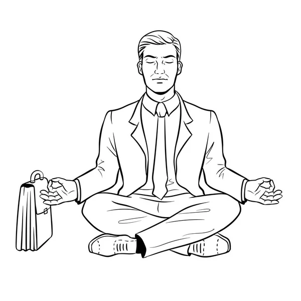 Meditar hombre de negocios para colorear vector — Archivo Imágenes Vectoriales