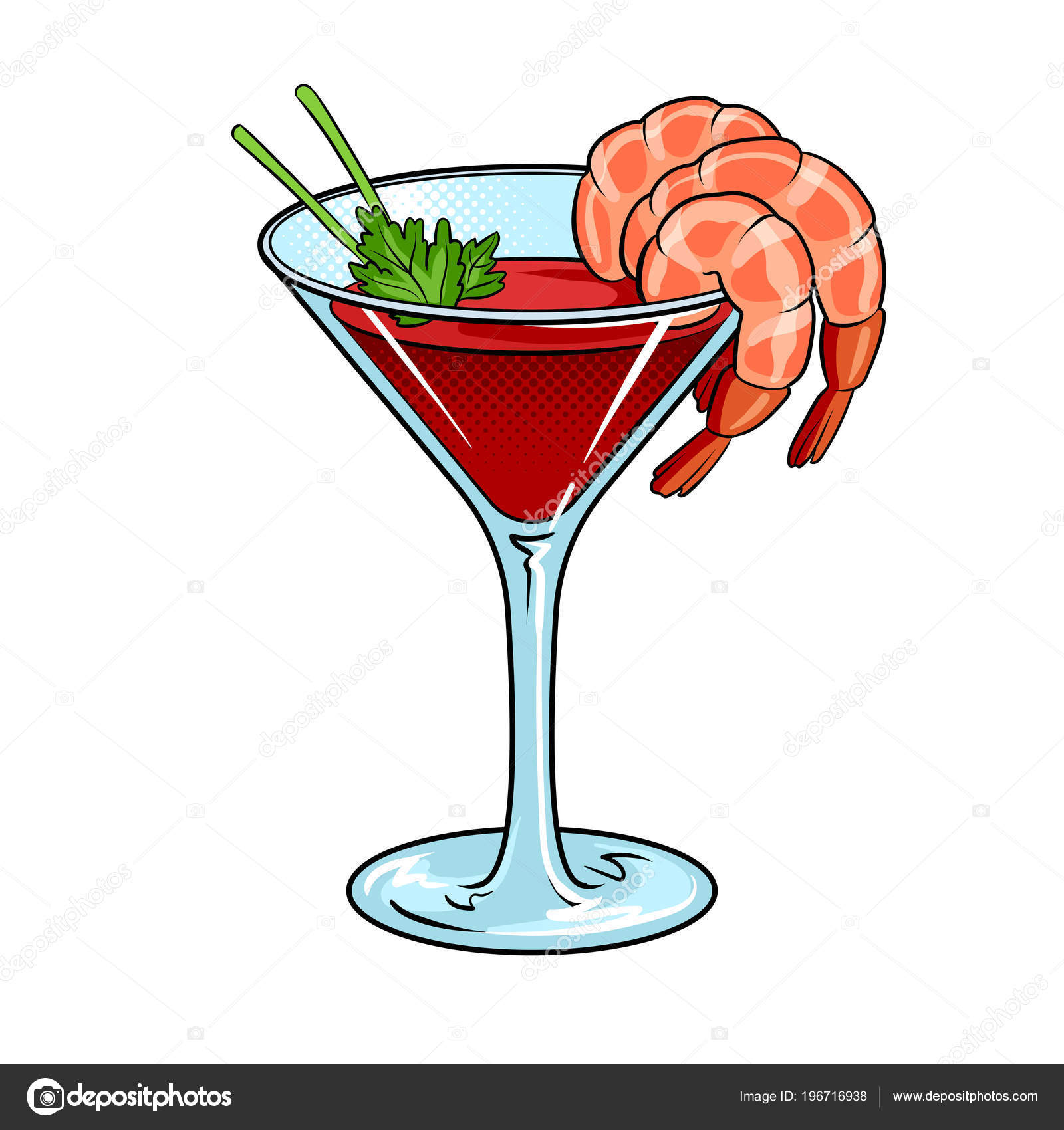 Векторная Иллюстрация Коктейля Из Креветок Векторное Изображение.