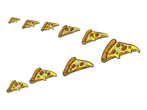 Срез пиццы, как векторная иллюстрация птичьего поп-арта — стоковый вектор