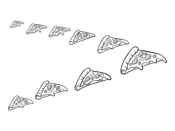 Rebanada de pizza como pájaro para colorear vector ilustración — Archivo Imágenes Vectoriales