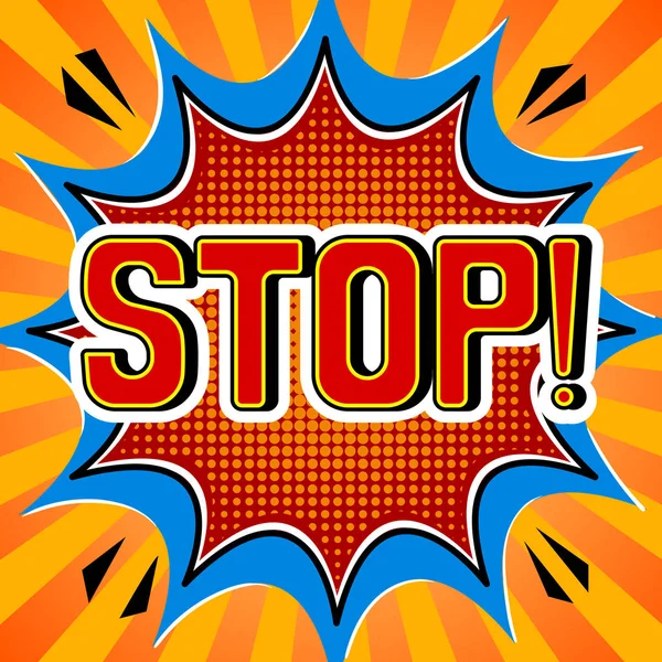 Stop word cómic pop art vector ilustración — Vector de stock