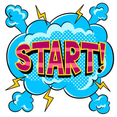 Word çizgi roman pop art vektör çizim başlatmak